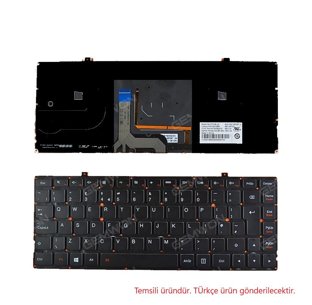 Lenovo Yoga 2 Pro 13 Notebook Klavyesi - Siyah - TR - Işıklı
