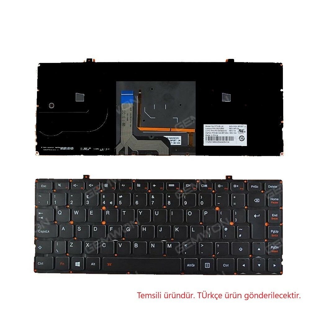 Lenovo Yoga 2 Pro 13 NSK-BP0BT Notebook Klavyesi - Siyah -Işıklı