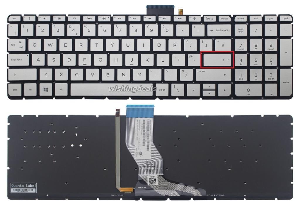 HP Pavilion 15-bc001nt (W7R26EA) Notebook Klavyesi (Silver, Gri TR) ışıklı