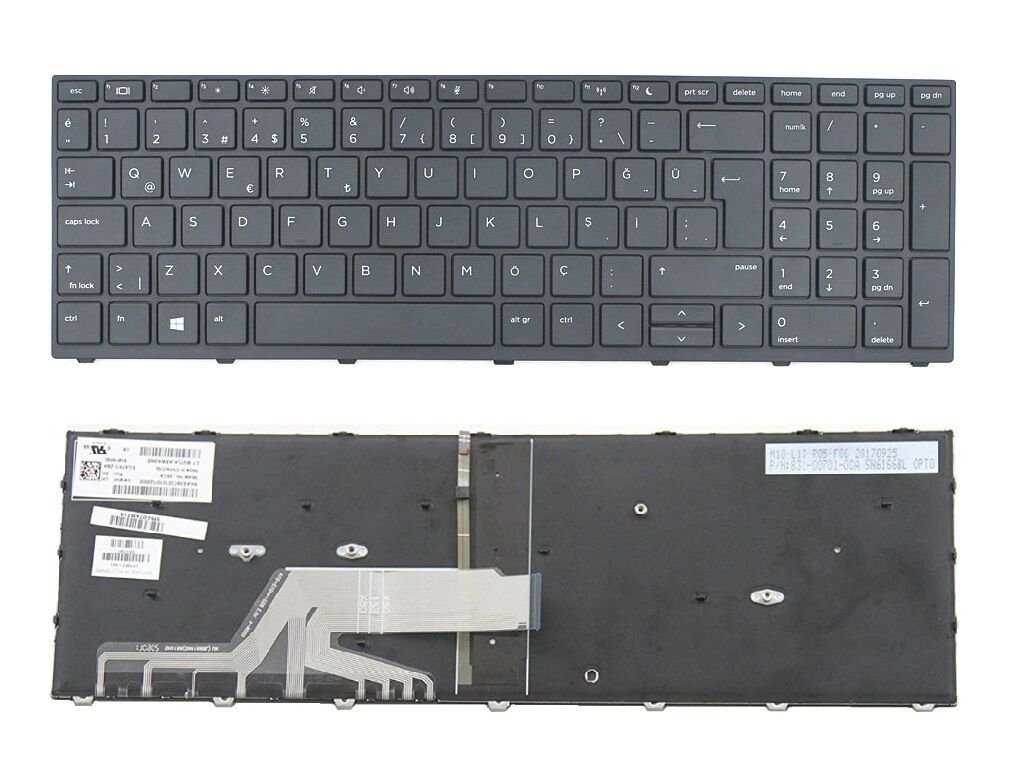 HP Probook 450 G5, 455 G5, 470 G5 Notebook Klavyesi (Siyah TR) - Işıklı / NBKL0333LD