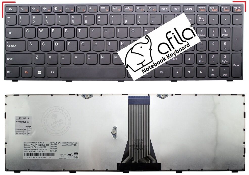 Lenovo B5180 B51-80 80LM Notebook Klavyesi (Siyah TR)