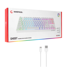 Rampage KB-R136 GHOST Beyaz Type-C Bağlantılı RGB Puding Tuşlu Brown Switch US Gaming Oyuncu Klavye