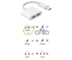 2in1 Type-C to Type-C Kulaklık ve Şarj Çoklayıcı Converter Adapter Çevirici Çoklayıcı