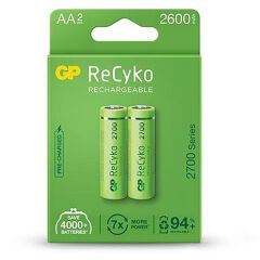 GP RECYKO 2600 MAH R6 AA ŞARJLI KALEM PİL 2'Lİ BLS PAKET YEŞİL GP270AAHCEMTR