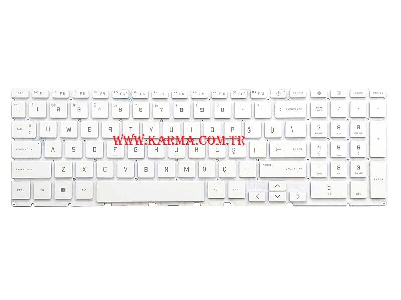 HP Victus Gaming 16-r0013nt (7P6B4EA) Notebook Klavyesi, Tuş Takımı (Beyaz TR)