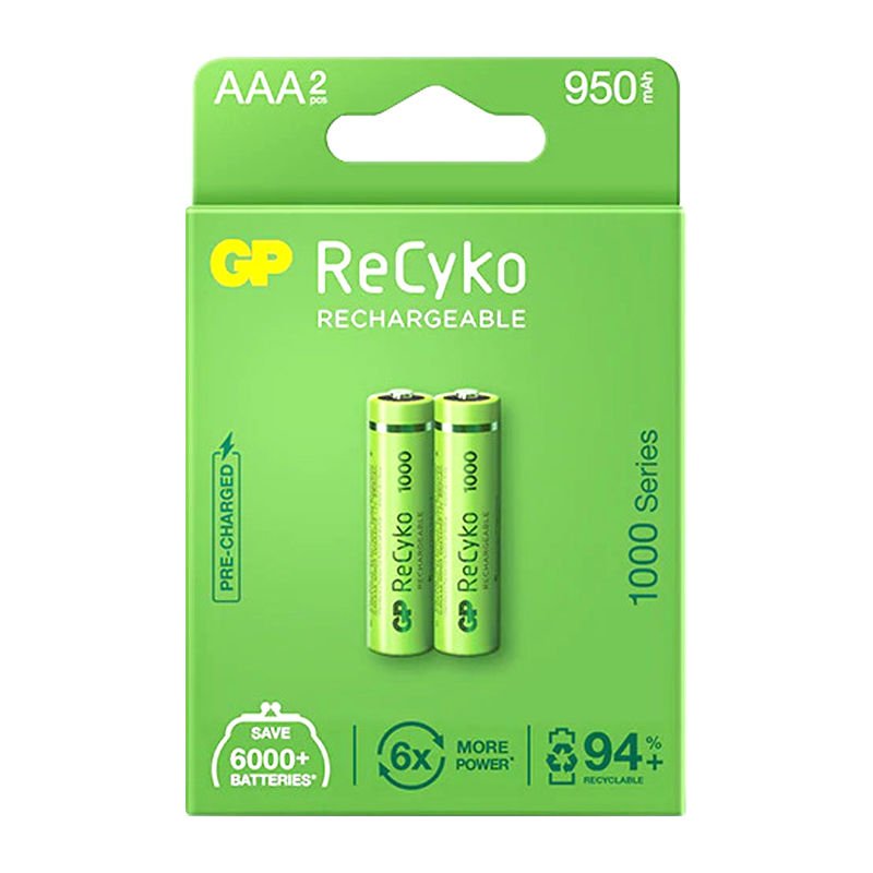 GP RECYKO 950 MAH R03 AAA iNCE ŞARJLI KALEM PİL 2'Lİ GP100AAAHCE-2EB2 (GPRHC103E000)