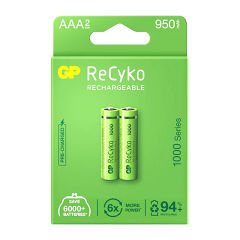 GP RECYKO 950 MAH R03 AAA iNCE ŞARJLI KALEM PİL 2'Lİ GP100AAAHCE-2EB2 (GPRHC103E000)