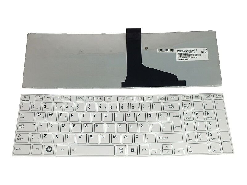 Toshiba Satellite L870-14D, L870-D3W uyumlu Notebook Klavyesi (Beyaz TR)