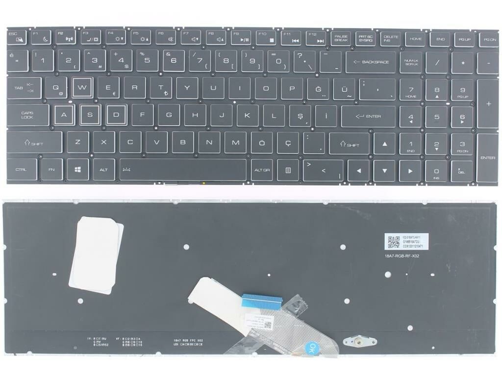 Casper Excalibur G870.1245-DVB0X-B uyumlu Notebook Klavyesi, Laptop Tuş Takımı (Siyah TR) RGB Işıklı