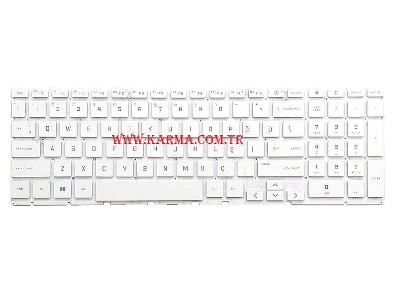 HP Victus Gaming 16-r1025nt (9J227EA) Notebook Klavyesi, Tuş Takımı (Beyaz TR)