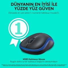 Logitech M185 Kablosuz Mouse Siyah - Mavi 910-002236