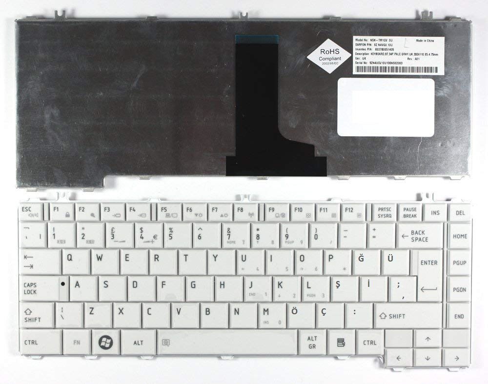 Toshiba AETE2U00010-US AETE2U00110-US Notebook Klavye-Beyaz - TR