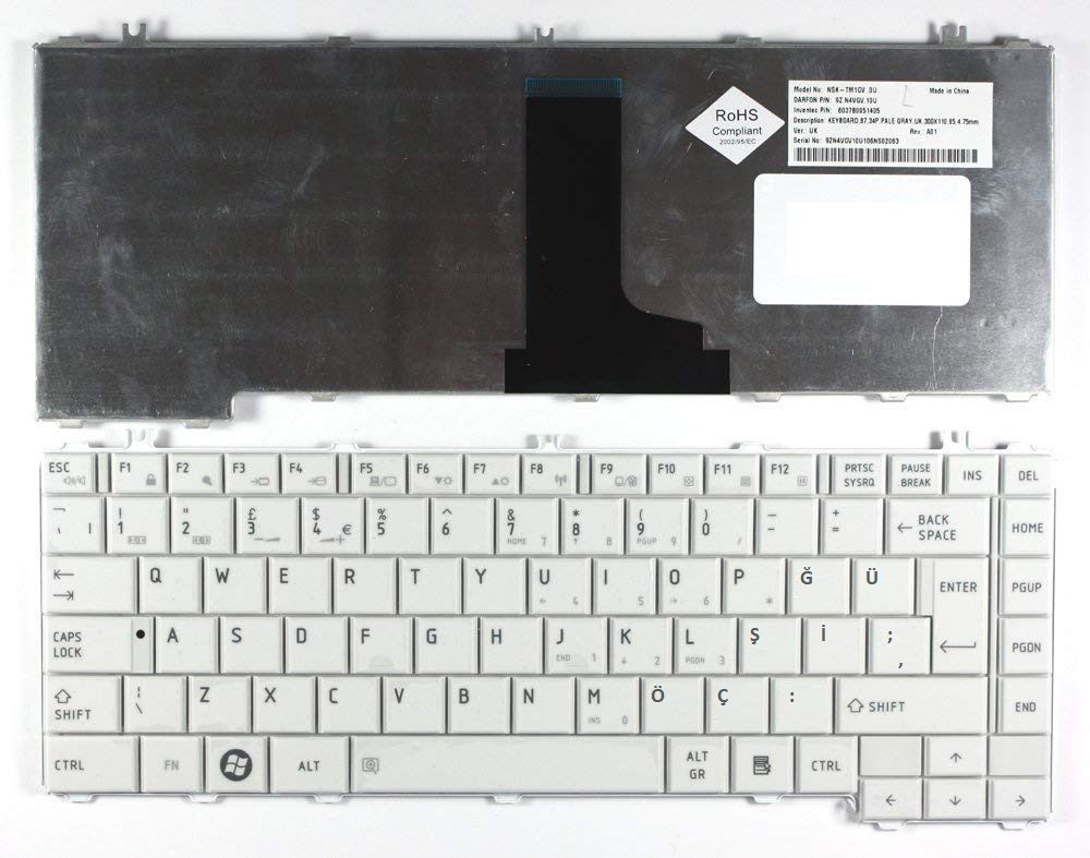 Toshiba C605-SP4101C C605-SP4102C Notebook Klavyesi - Beyaz - TR