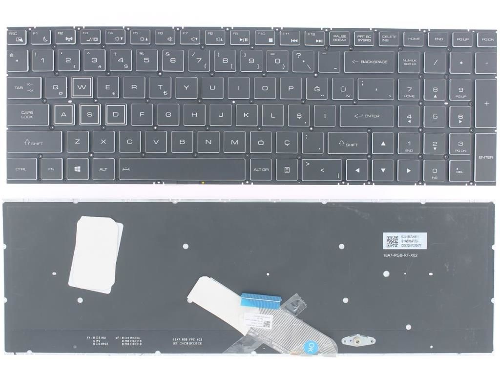 Casper Excalibur G870.1270-DQ70A-B uyumlu Notebook Klavyesi, Laptop Tuş Takımı (Siyah TR) RGB Işıklı