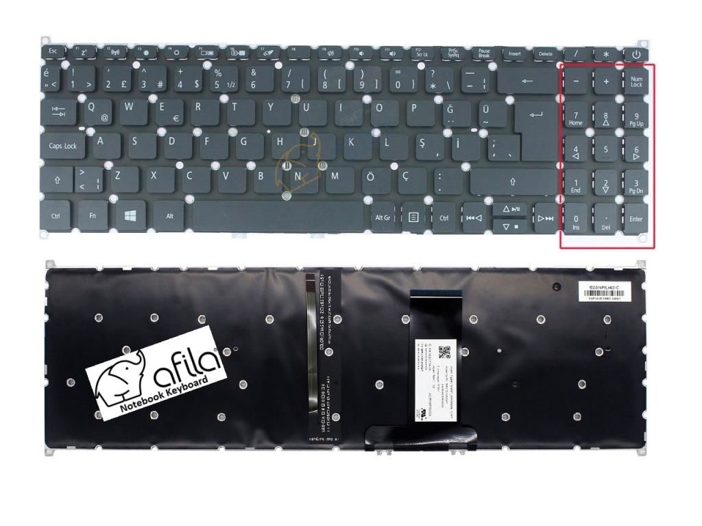 Acer Swift 3 SF315-52-531A, SF315-52-54EV Notebook Klavyesi (Siyah TR) ışıklı