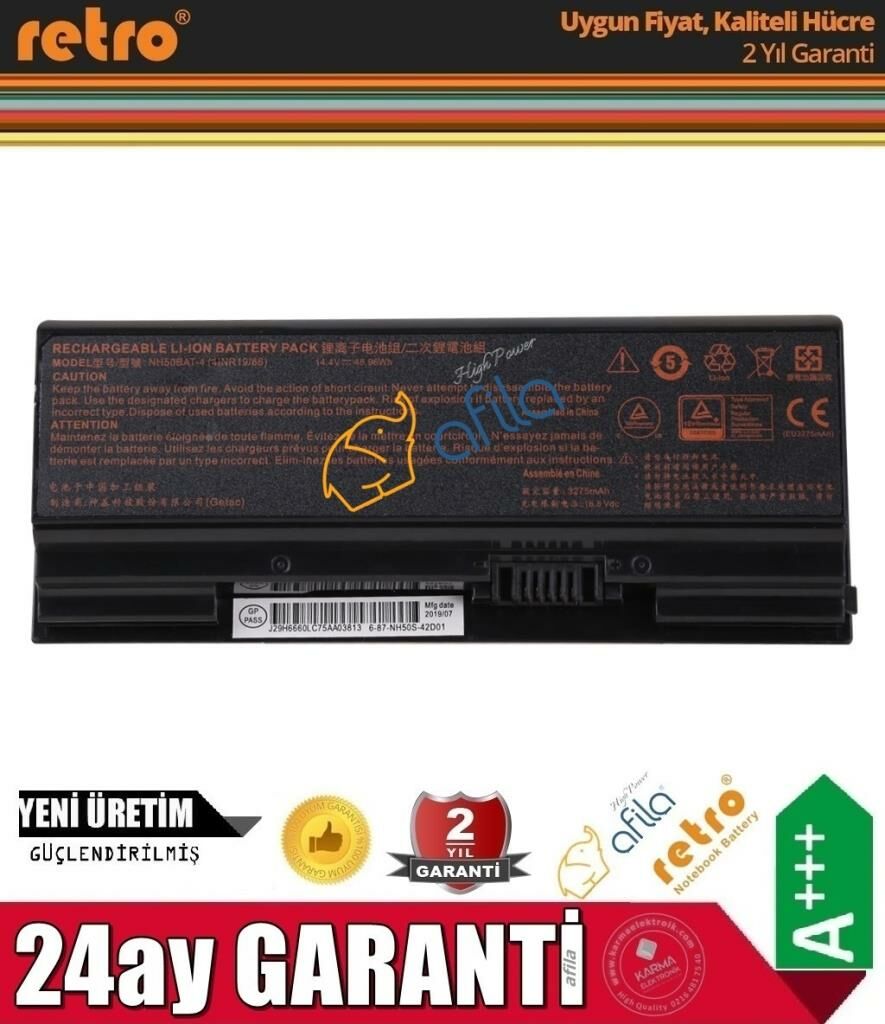 Monster Abra A7 V12.1.6, A7 V12.1.7 Notebook Bataryası, Pili