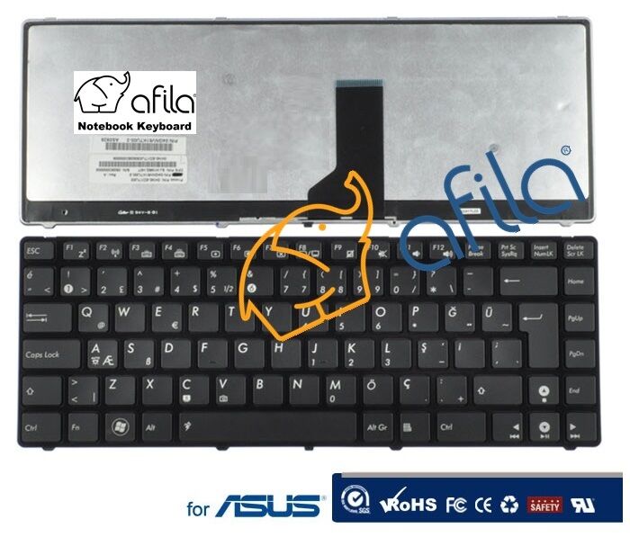 Asus K43, K43B, K43BR, K43BY, K43E, K43S, K43SA, K43SD Notebook Klavyesi, Tuş Takımı Siyah TR