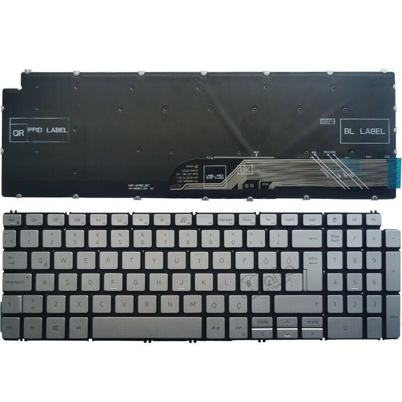 Dell inspiron CN-0YW0H7-15C-EQVQ-A01 Klavyesi Gri TR / IŞIKLI