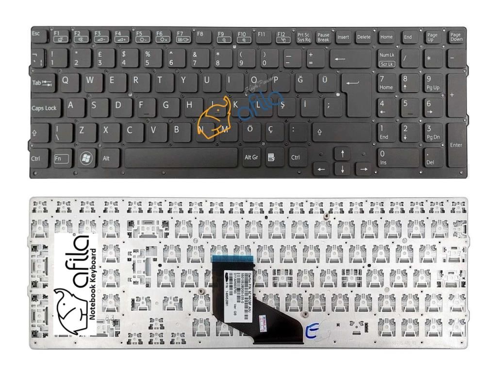 Sony Vaio VPC-F223FX/S, VPC-F224FX, VPC-F224FX/B, VPC-F224FX/S Klavye Siyah TR