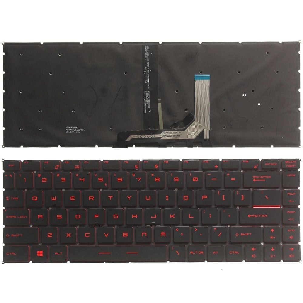 MSI GS65 Stealth 9SE-655TR msi Notebook Klavyesi-Siyah-TR-Işıklı-Kırmızı Tuş