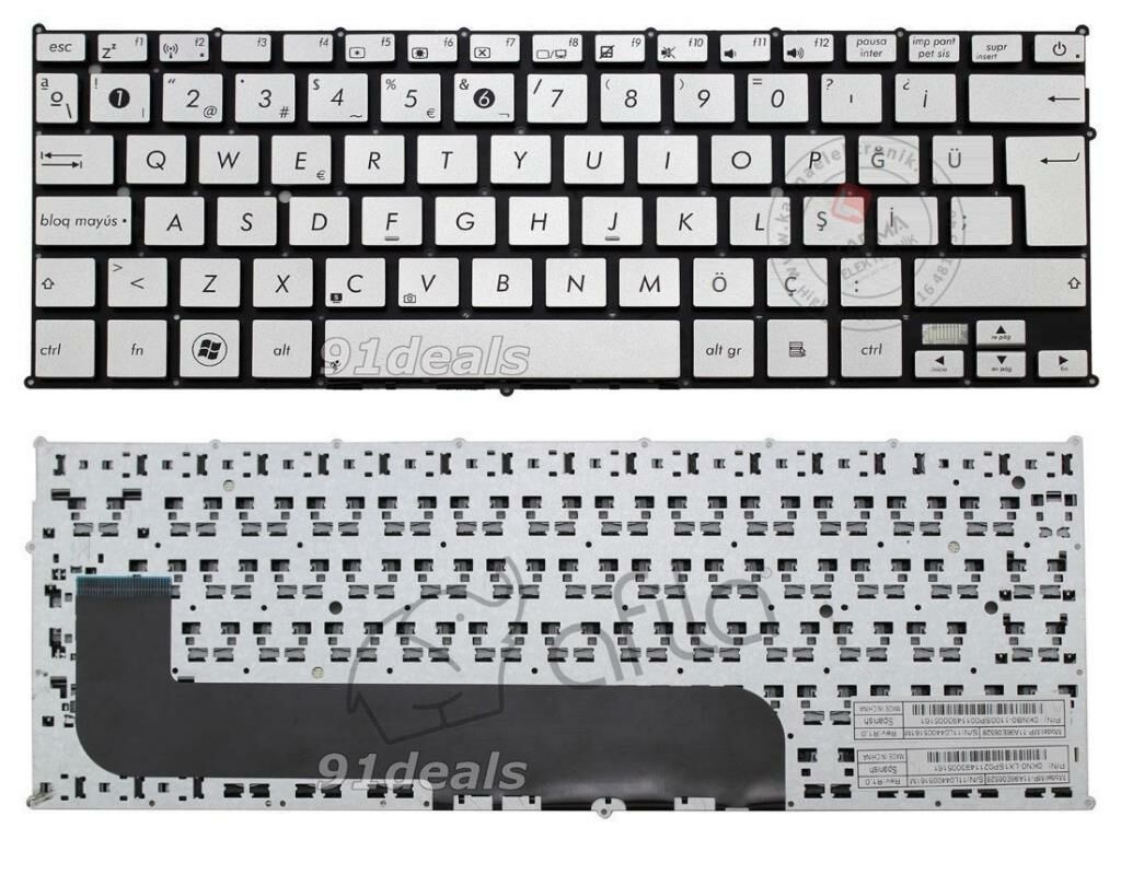 Asus Zenbook MP-11A96SA6528, MP-11A96HU6528  Notebook Klavye Gümüş Gri TR