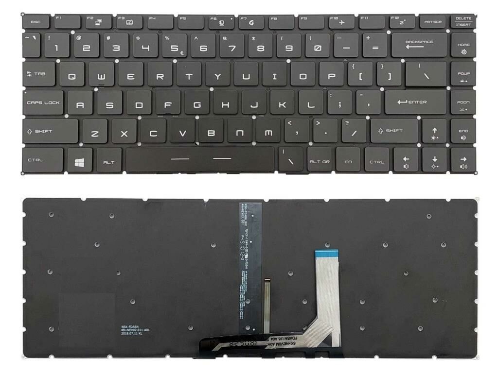 MSI PS63 MS-16S1 Notebook Klavye -Siyah-TR- Işıklı-Beyaz Tuş