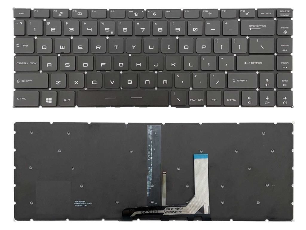 MSI GV65 MS-16R1 Notebook Klavye -Siyah-TR- Işıklı-Beyaz Tuş