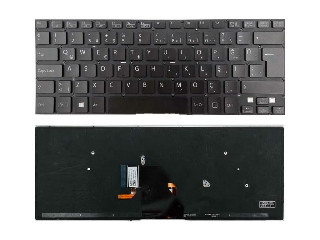 Sony Vaio SVF14, SVF142A29W, SVF1421TSTB Notebook Klavyesi (Siyah TR) Işıklı, AEFI2A000203A