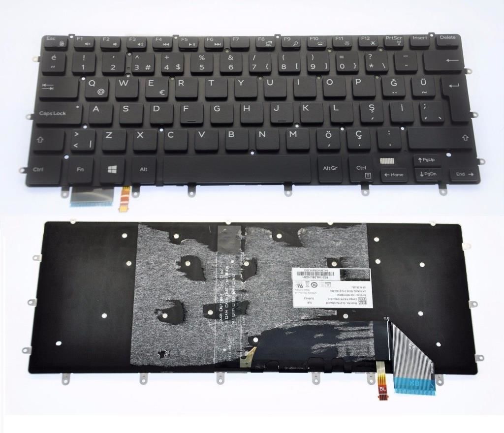 Dell XPS 15 9360 Notebook Klavyesi - Siyah - TR - Işıklı
