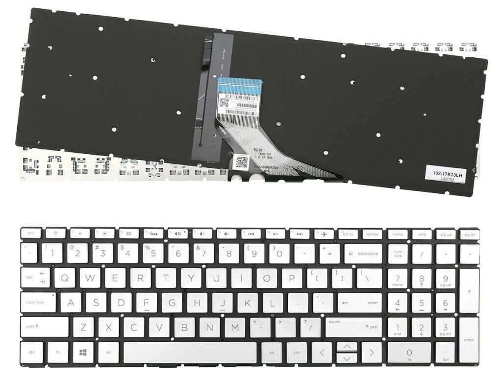 Hp Pavilion X360 15-cr0085cl 15-cr0088cl uyumlu Klavye, Tuş Takımı (Silver, Gri TR) ışıklı