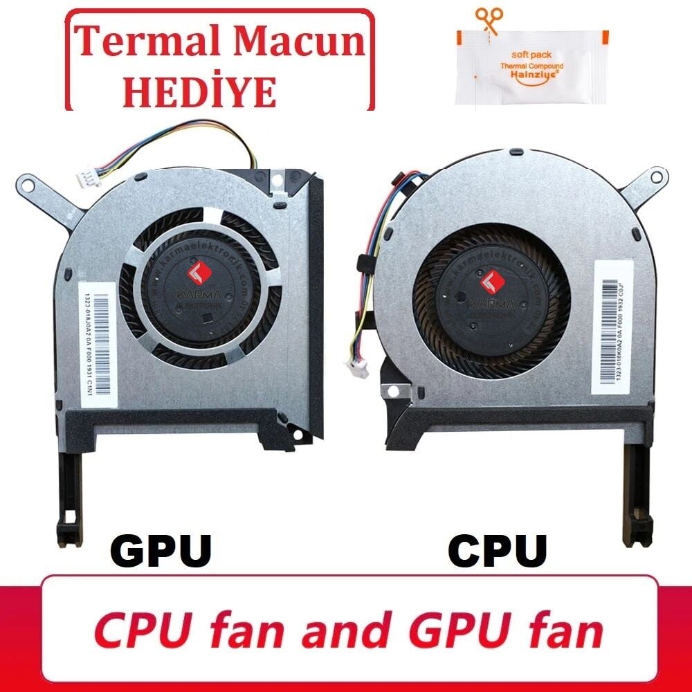 Asus TUF Gaming F15 FX506LH-HN004A6 uyumlu Notebook Cpu, Gpu Fanı Takım, Sağ-Sol SET / Ver.1