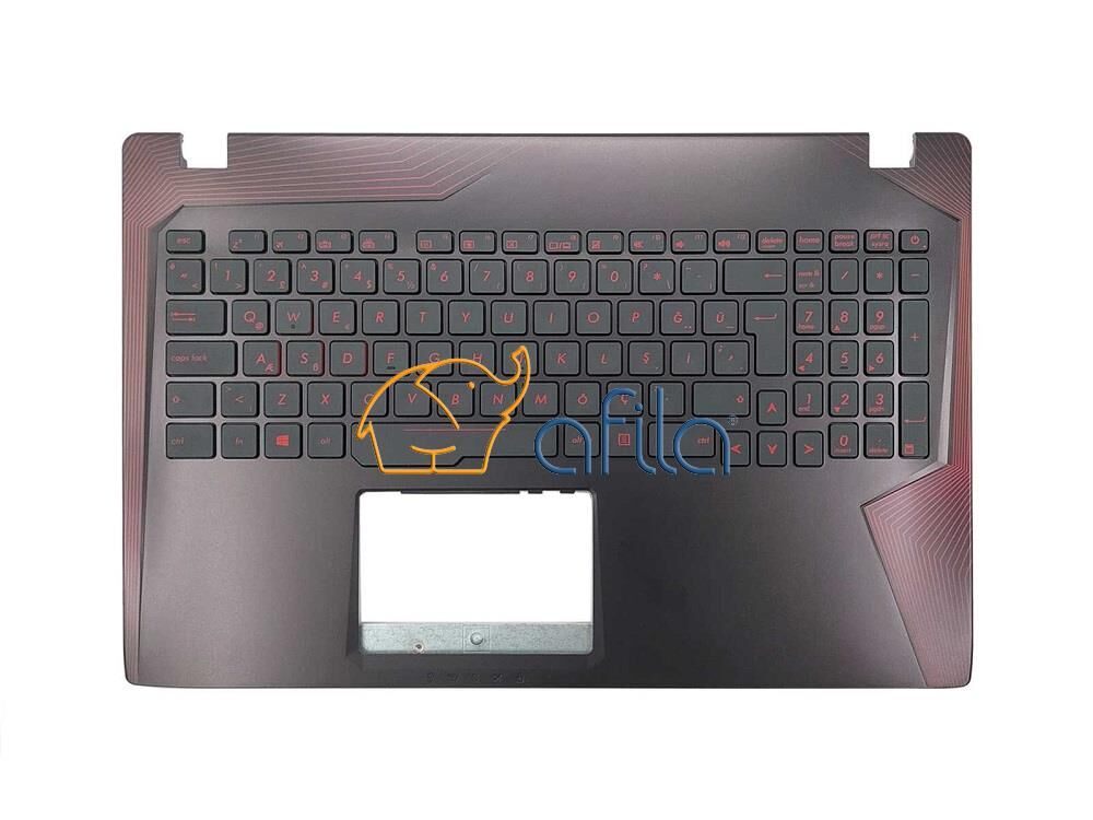 Asus FX553VE-DM407 Notebook Klavyesi Üst Kasa (Siyah TR) Işıklı - Ver.1 Kırmızı Tuşlu