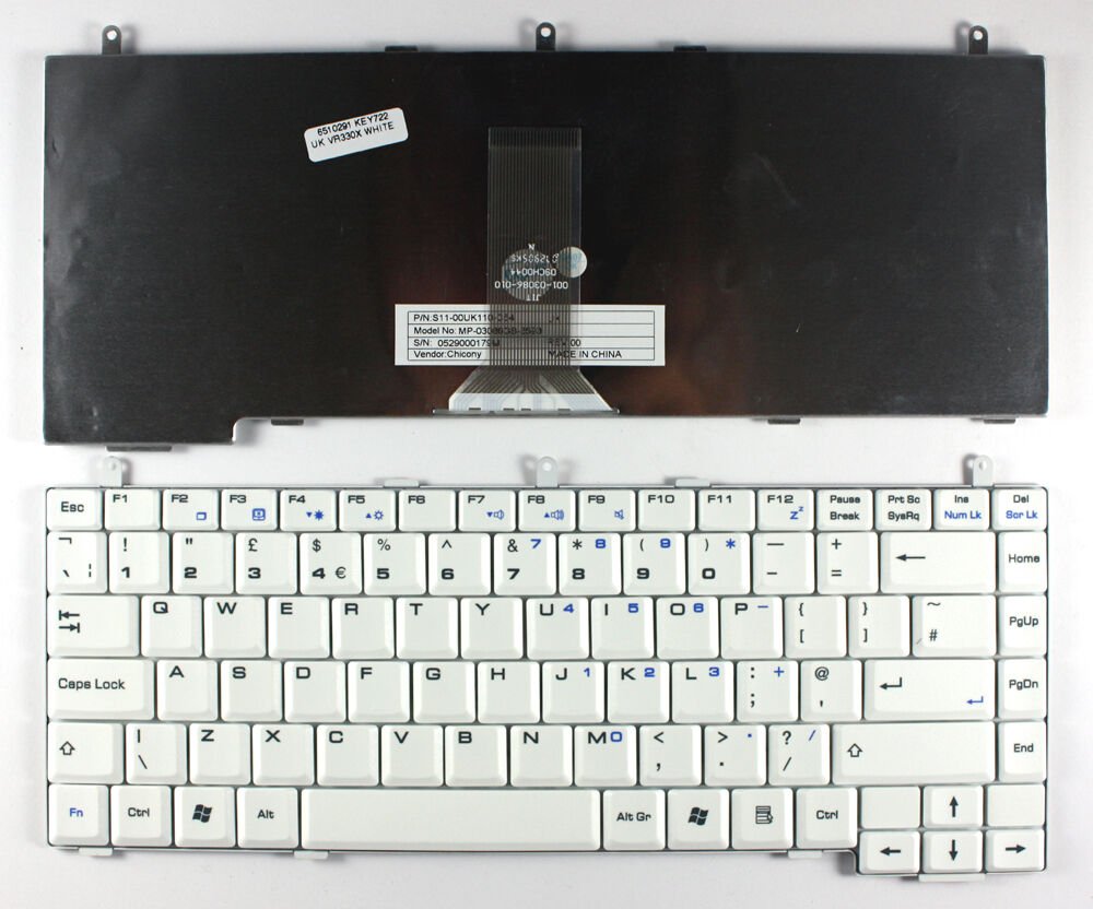 MSI Megabook MS-1032 MS-1039 Notebook Klavyesi - Beyaz - TR