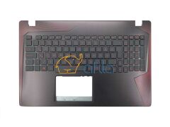 Asus GL553VD-DM065T Notebook Klavyesi Üst Kasa (Siyah TR) Işıklı - Ver.1 Kırmızı Tuşlu