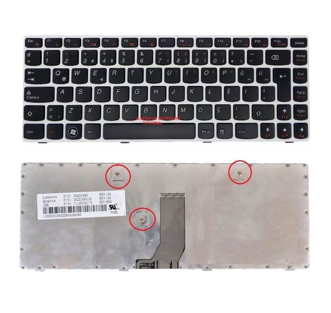 Lenovo B470 V470 G470 Z470 Serisi Notebook Klavyesi (Siyah TR) Gri Çerçeveli