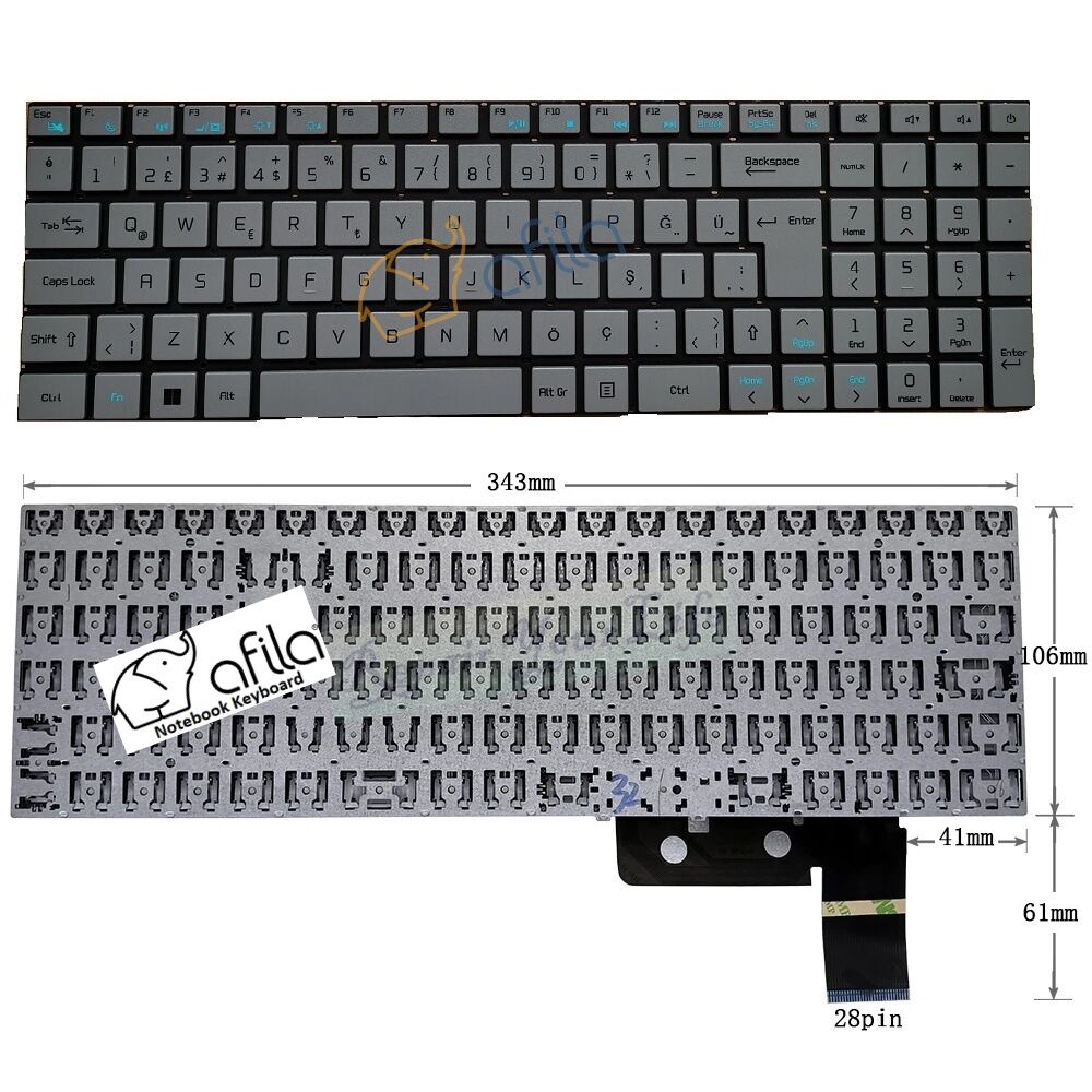 Casper Nirvana C500.1195-BV00P-G-F Notebook Klavyesi (Silver, Gri TR)