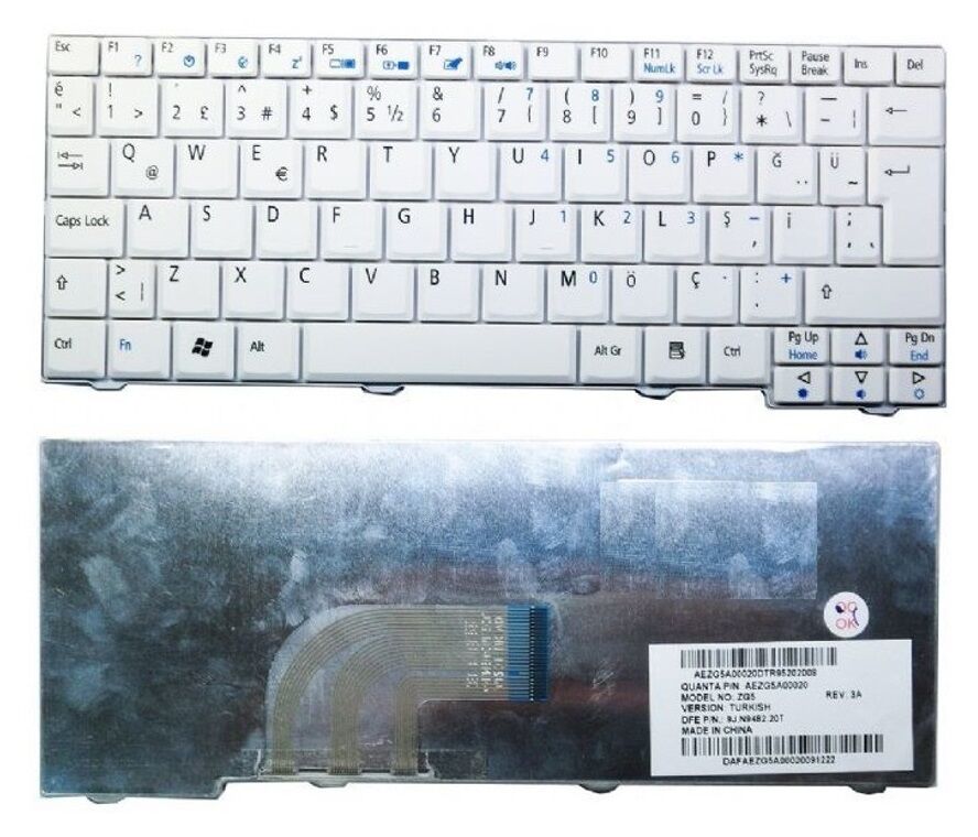 Acer One D250-1610 Notebook Klavyesi - Beyaz - TR