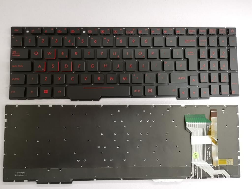 Asus ROG Strix FX53VD Notebook Klavye - Siyah - TR - Işıklı - Ver.1 - Kırmızı Tuş