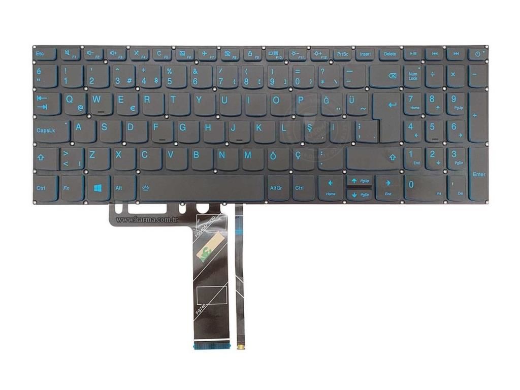 Lenovo ideaPad S145 81MV0100TX, 81MV0010TX Klavyesi - Füme TR, Mavi Tuşlu / ışıklı