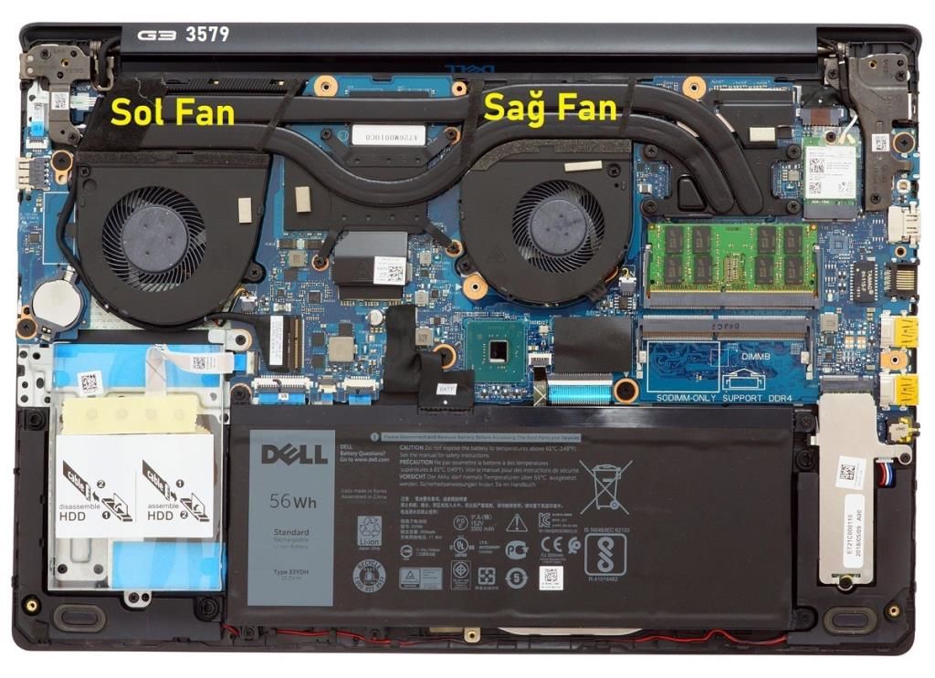 Dell Gaming 15-3779 Notebook Cpu Fanı V1 (Sağ Fan)