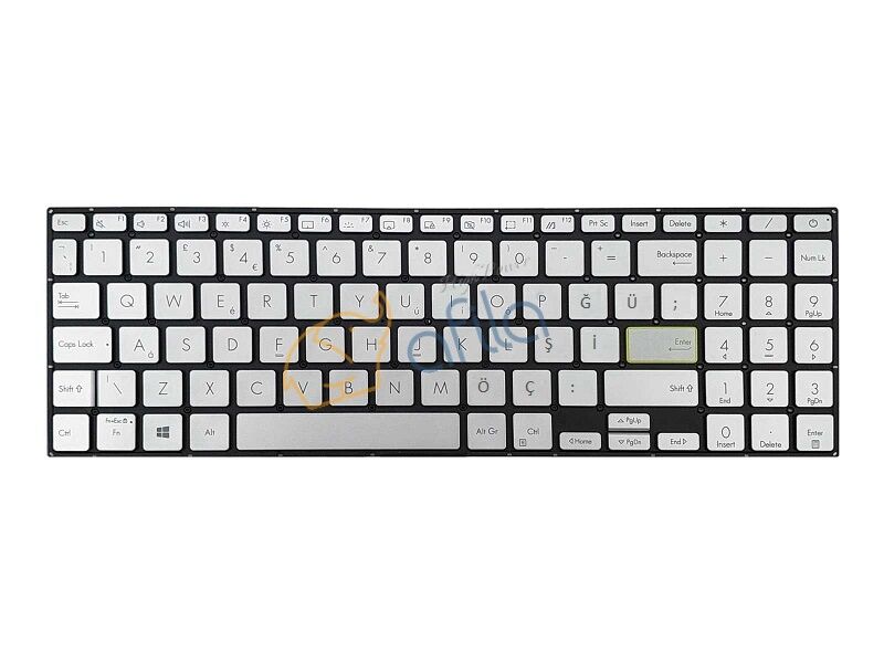 Asus X513E, S533E Notebook Klavyesi (Silver, Gri TR) ışıklı