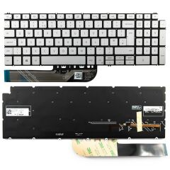 Dell 0M2WXD, NSK-QF0BW/C/U 0T Notebook Klavyesi Silver, Gri TR - Iışıklı
