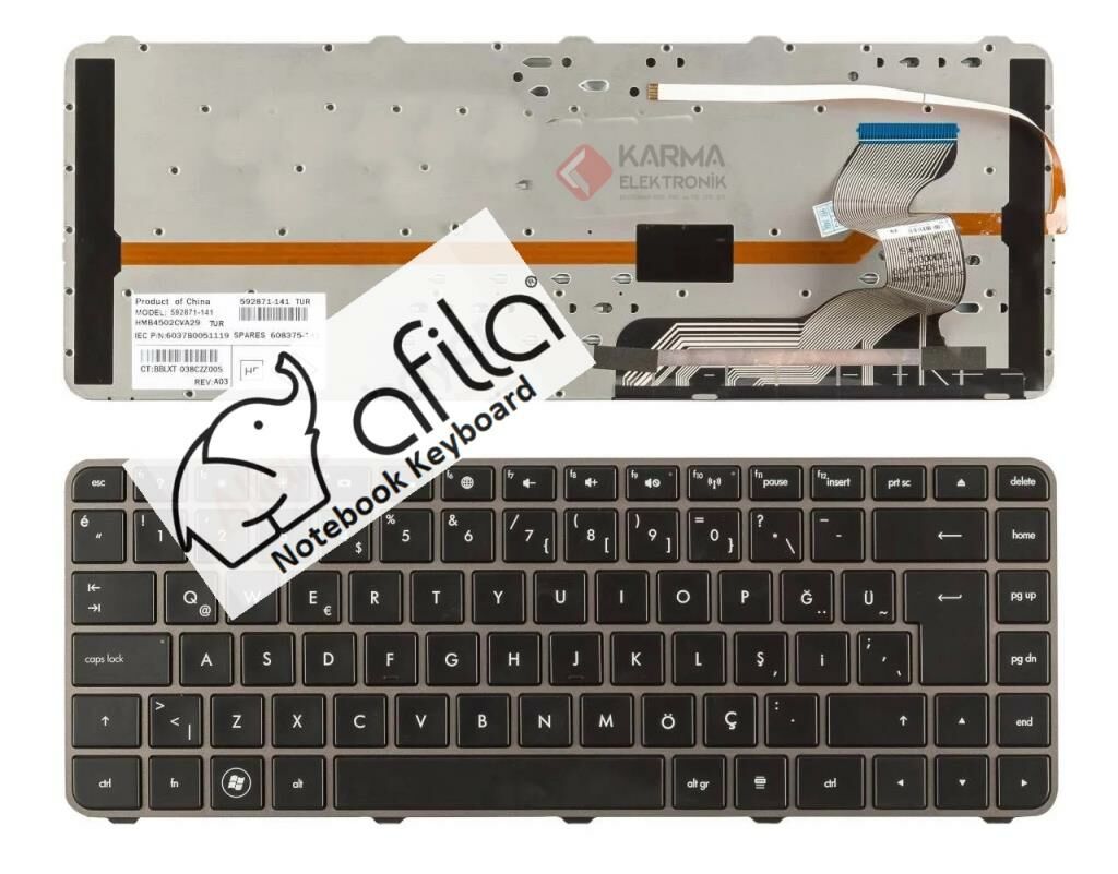 Hp Envy 626098-141 626098-141 Notebook Klavye (Siyah TR)ışıklı