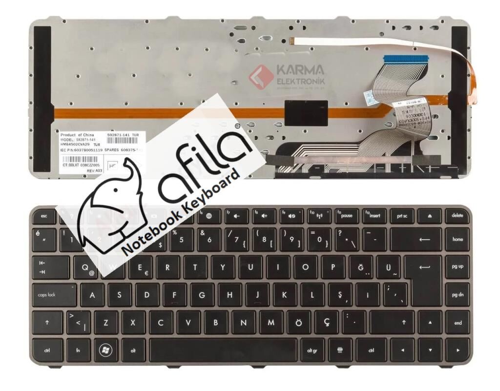 Hp Envy 14, 14-1000, 14-1100, 14-1200 Notebook Klavye (Siyah TR)ışıklı