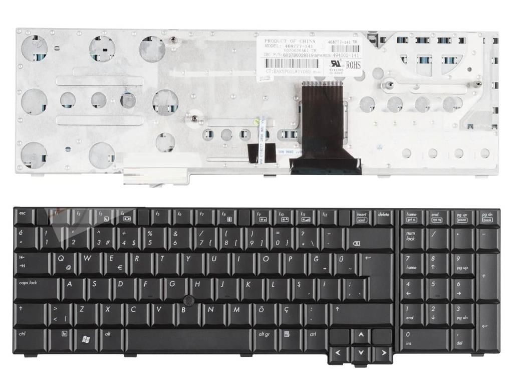 Hp Elitebook 8730 8730w 8730g 8730p Notebook Klavyesi PointStick'li 494002-031, 468777-141, V070626AK1 (TR Stiker)