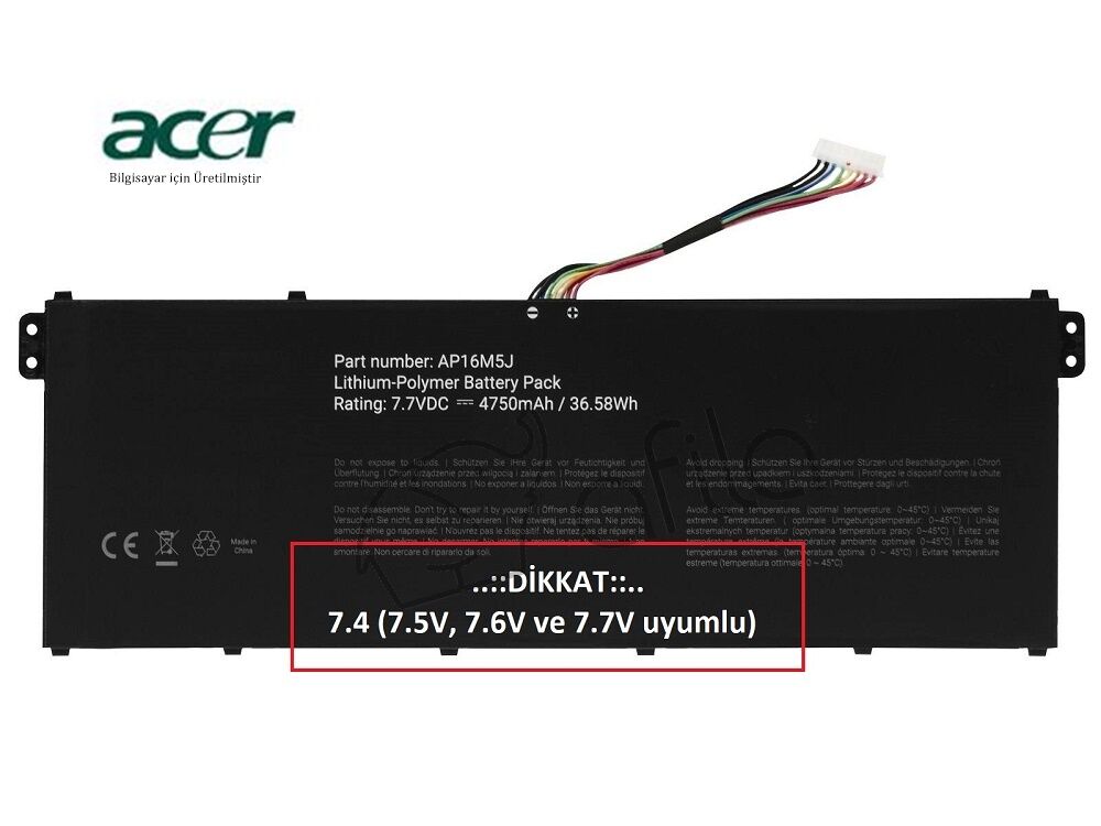 Acer A315-54K-376M Bataryası Pili Ver.2 / 2-Cell