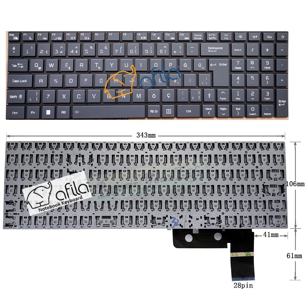 Casper Nirvana C550.1255-DF00X-G-F Notebook Klavyesi (Siyah TR) ışıklı