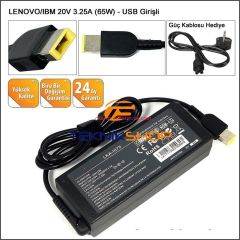 Lenovo 45N0258, 45N0259, 45N0260 Notebook Adaptörü (65W) Şarj Cihazı USB Tip