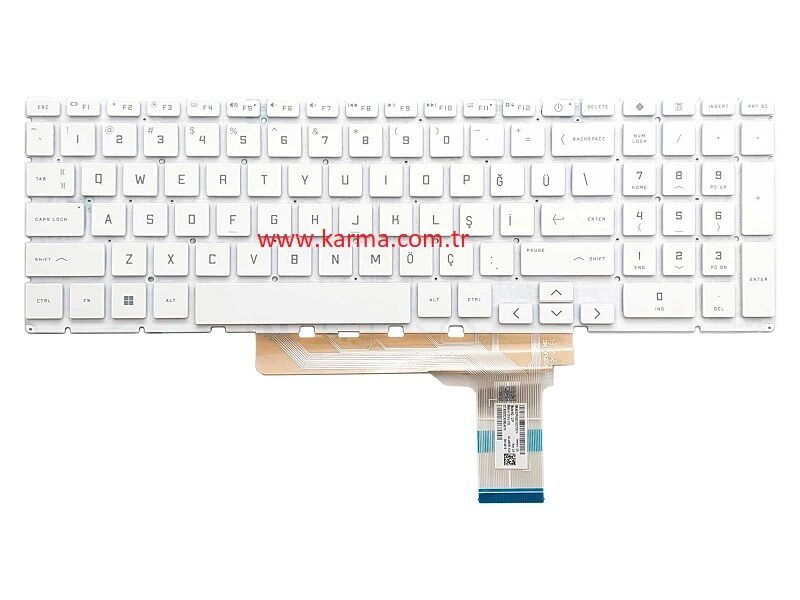 HP Victus Gaming 16-r1046nt (9J248EA) Notebook Klavyesi, Tuş Takımı (Beyaz TR) ışıklı - Ver.1
