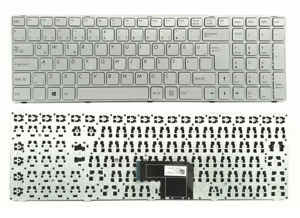 Casper Nirvana C810.7500-B555P Notebook Klavyesi, Laptop Tuş Takımı (Silver, Gri TR) Ver.2